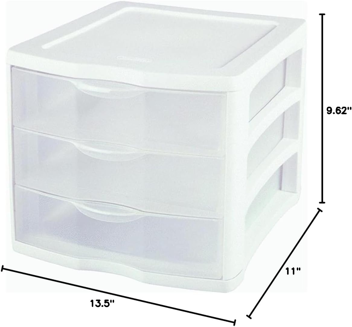 image:imageSterilite ClearView Compact Portable 3 Storage Drawer Organizer Cabinet 5 Pack