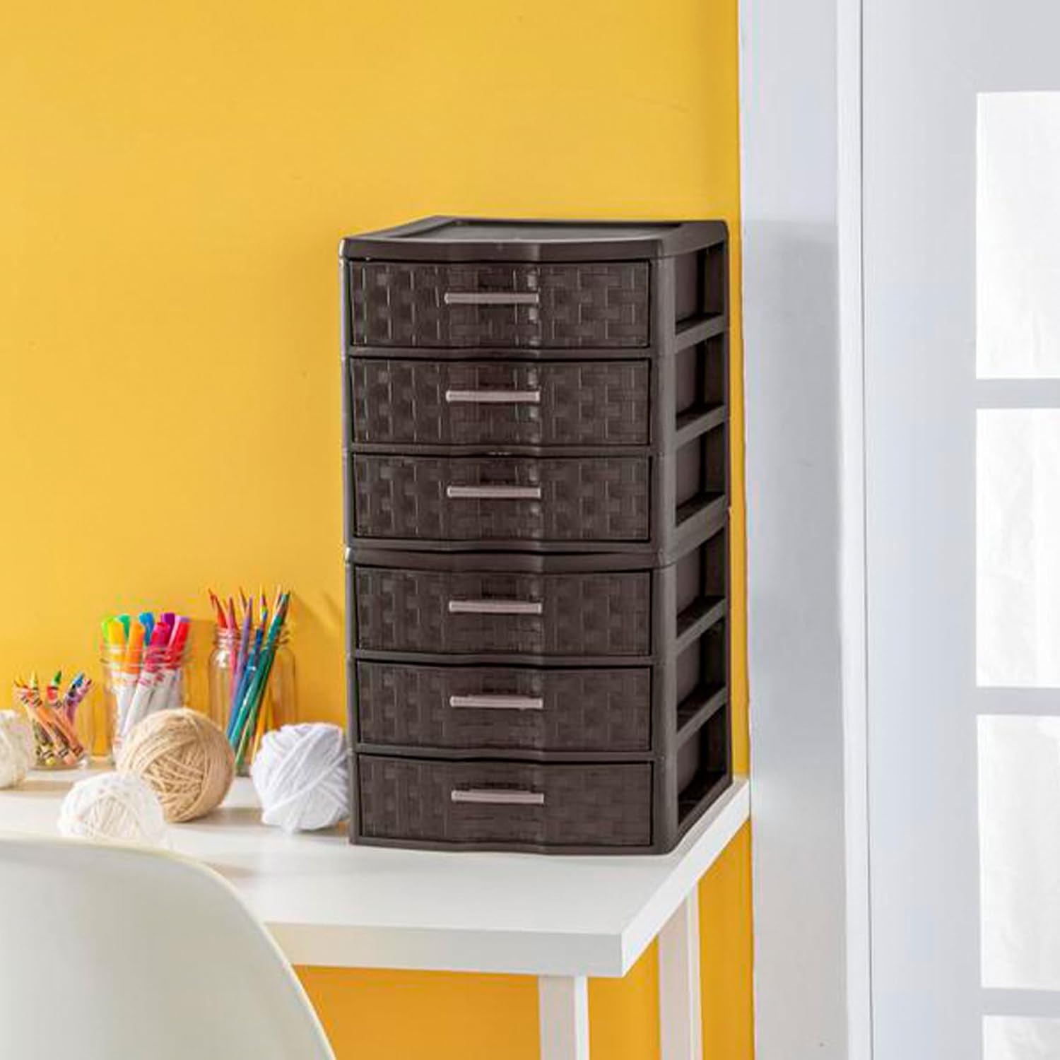 image:imageSterilite Medium Weave 3 Drawer Portable Office Storage Organizer 12 Pack