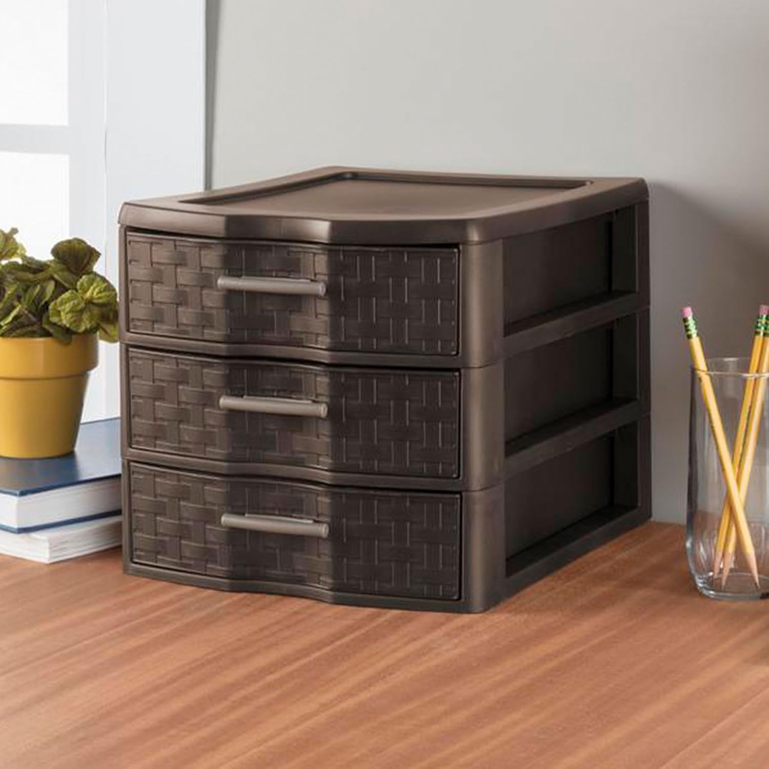 image:imageSterilite Medium Weave Craft Office Supplies 3 Drawer Storage Organizer 8 Pack