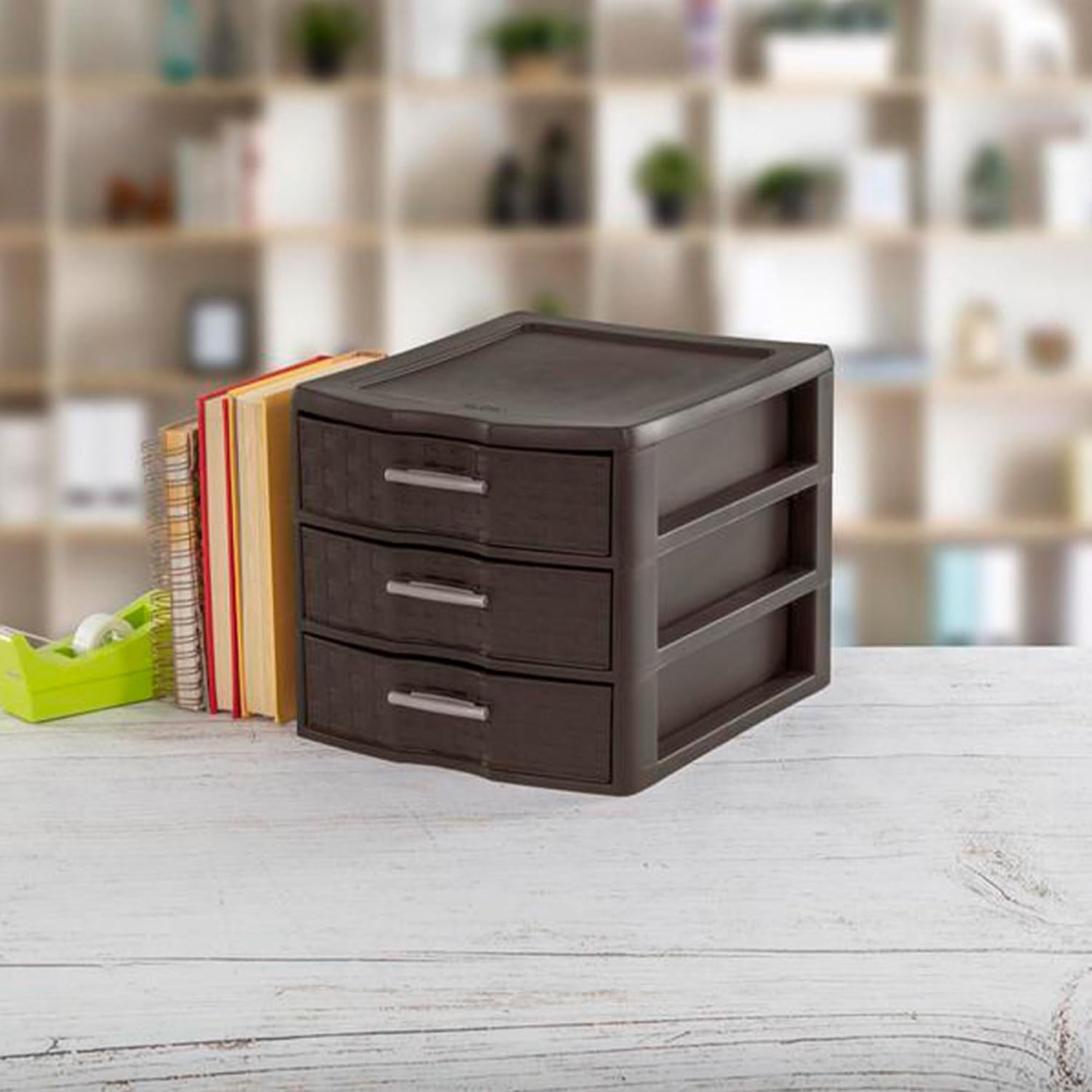 image:imageSterilite Medium Weave Craft Office Supplies 3 Drawer Storage Organizer 8 Pack