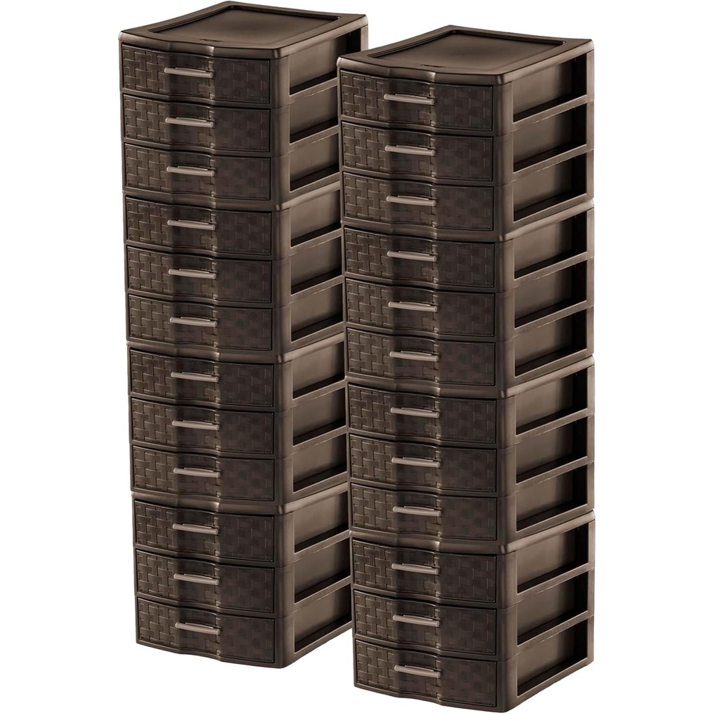 image:imageSterilite Medium Weave Craft Office Supplies 3 Drawer Storage Organizer 8 Pack