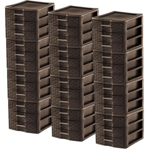 Sterilite Medium Weave 3 Drawer Portable Office Storage Organizer (12 Pack)