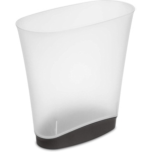 Sterilite 2.4 Gallon Slim Wastebasket with Lid, Small Plastic Trash Can for Bathroom, Bedroom or Office, Clear, 6-Pack