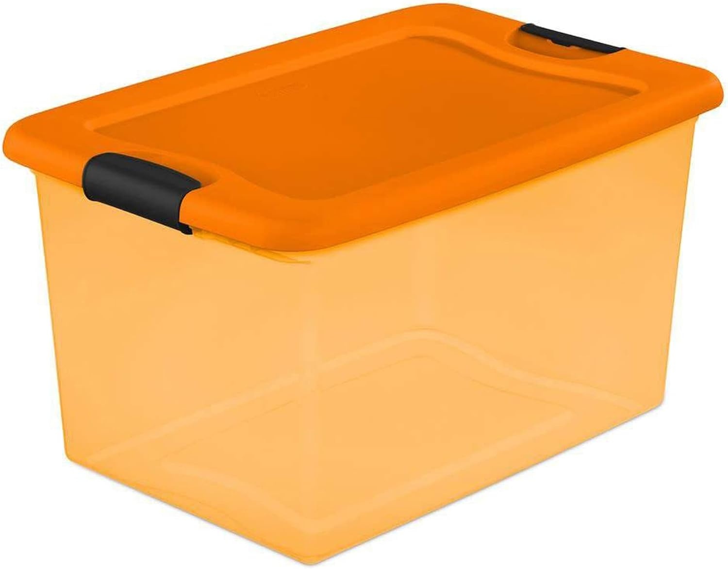 image:imageSterilite 64 Qt Latching Storage Box Stackable Bin with Latch Lid Plastic Container to Organize Halloween Decor Orange Tint with Orange Lid 12Pack
