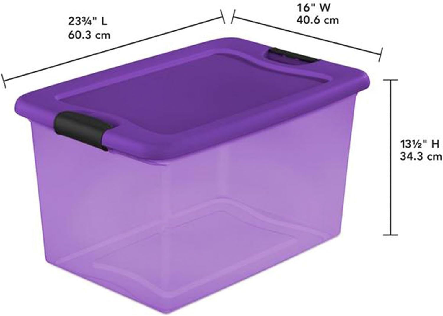 image:imageSterilite 64 Qt Latching Storage Box Stackable Bin with Latch Lid Plastic Container to Organize Halloween Decor Purple Tint with Purple Lid 18Pack