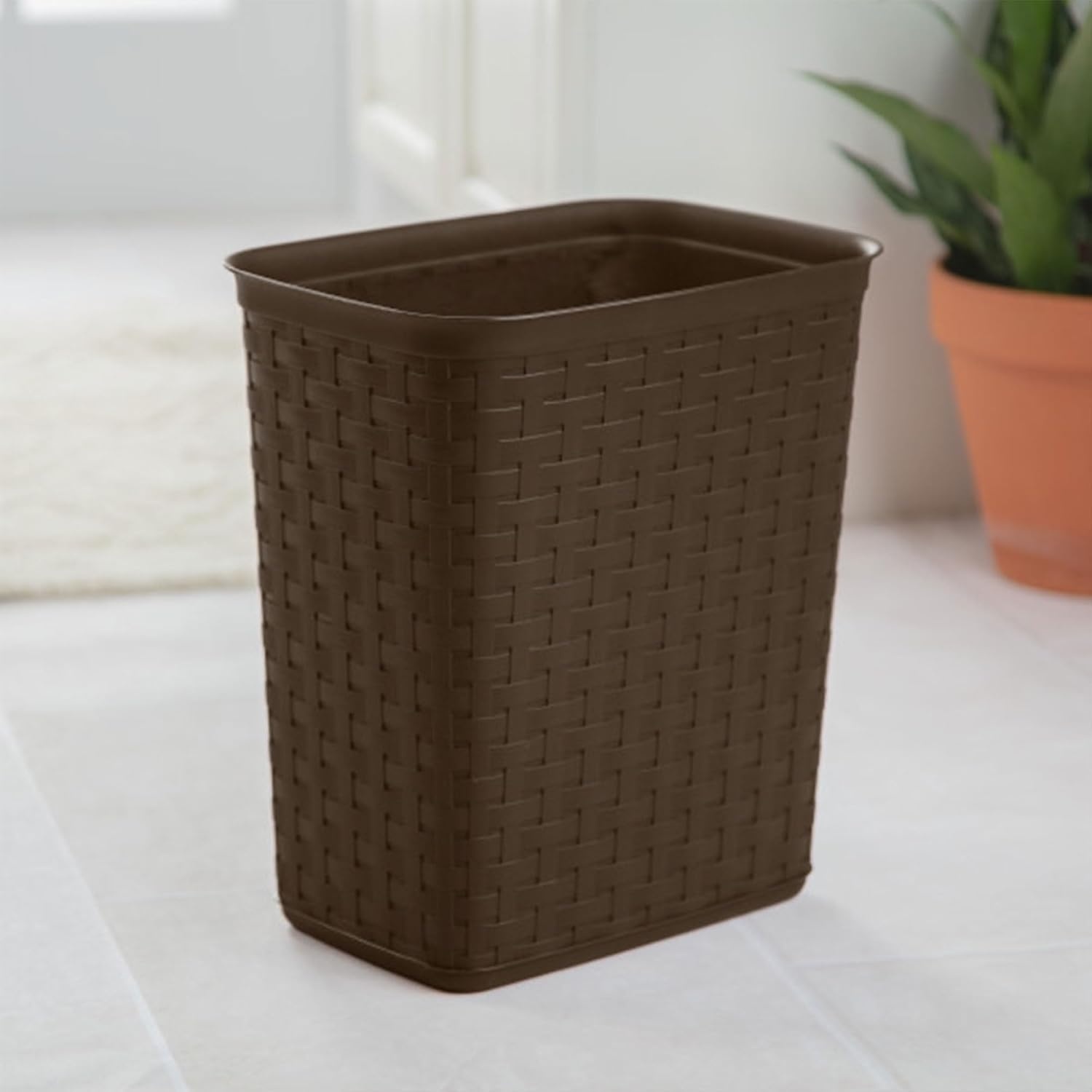 image:imageSterilite 34 Gallon Weave Wastebasket Open Dcor Trash Can Brown 6 PackEspresso