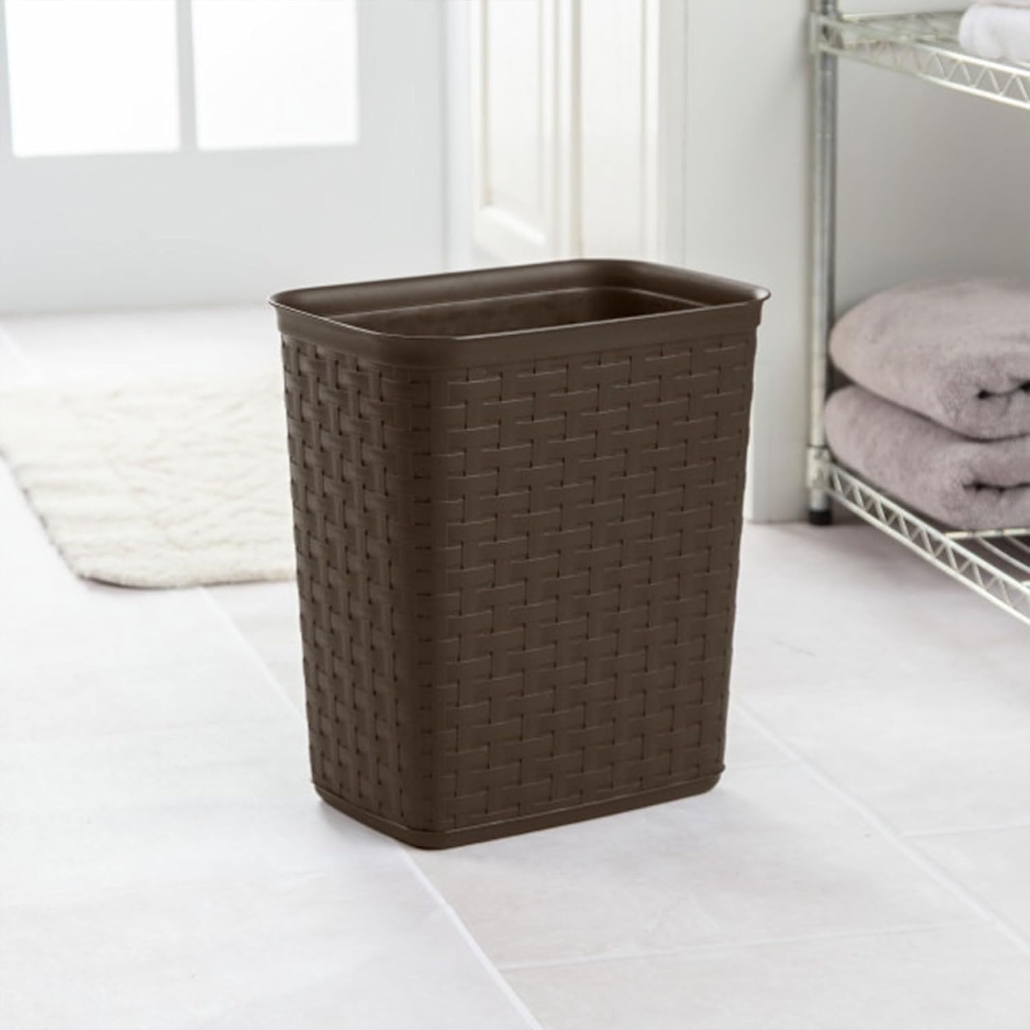 image:imageSterilite 34 Gallon Weave Wastebasket Open Dcor Trash Can Brown 6 PackEspresso
