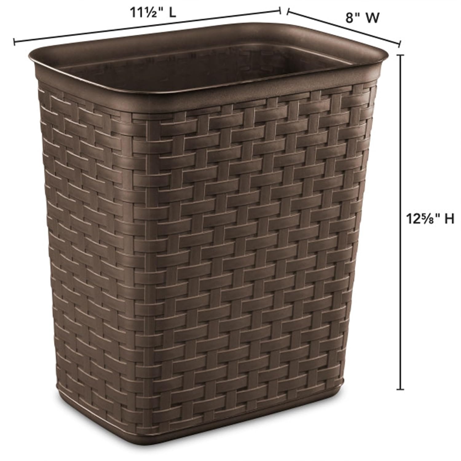 image:imageSterilite 34 Gallon Weave Wastebasket Open Dcor Trash Can Brown 6 PackEspresso