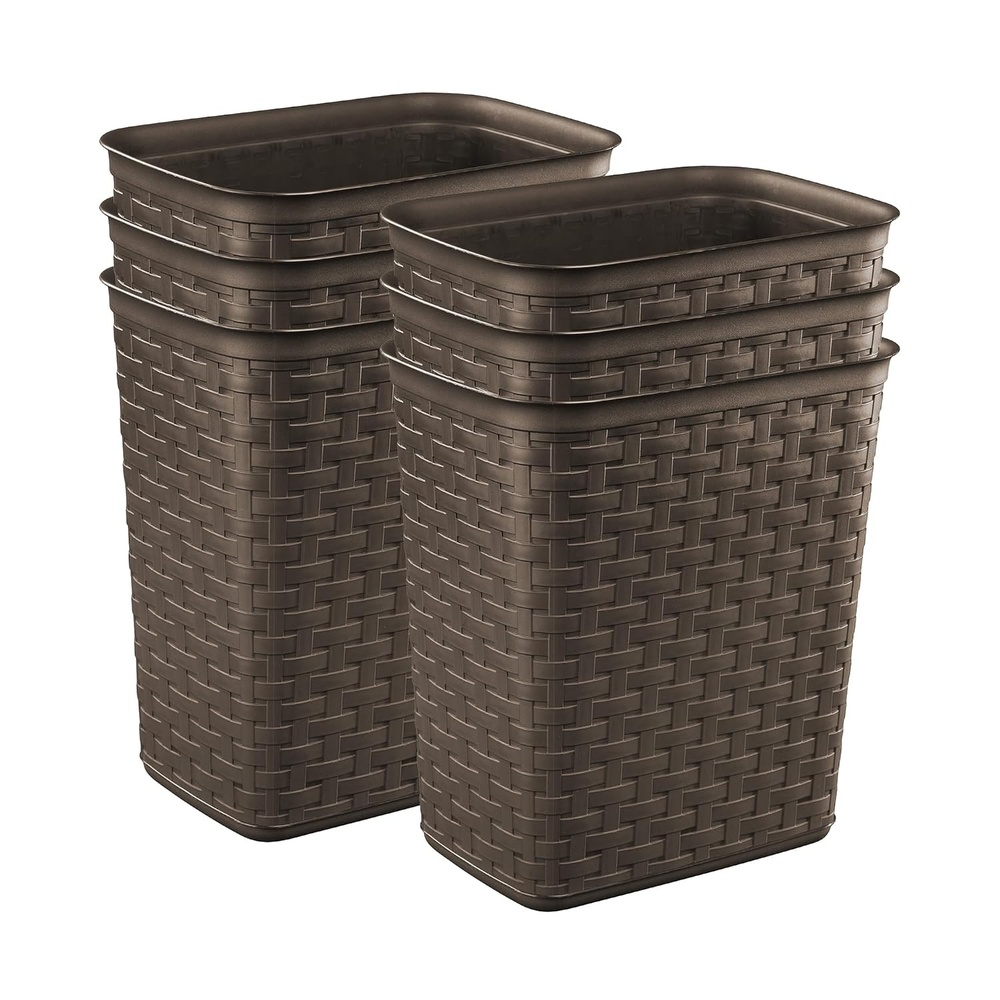 image:imageSterilite 34 Gallon Weave Wastebasket Open Dcor Trash Can Brown 6 PackEspresso